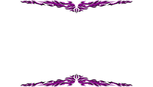 Symmetrical purple and magenta tribal flame decorative border.