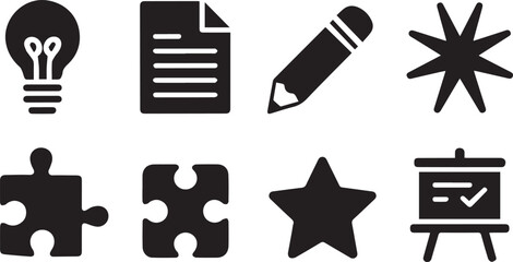 Business concept icon set for creative ideas and problem solving