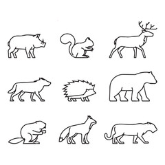 Animals thin line vector icons.