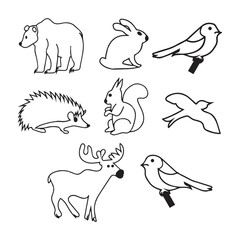 Animals thin line vector icons.