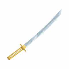 Realistic Detailed Katana Sword Japanese Samurai Warrior Blade Weapon Illustration