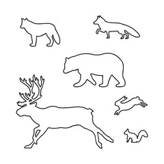 Animals thin line vector icons.