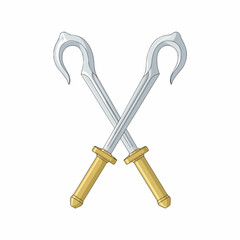 Realistic Crossed Scythe Blades Hand Tools Isolated on White Background