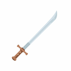 Flat Simple Illustration of a Curved Broad Sword Weapon Illustration