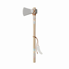 Realistic Detailed Native American Tomahawk Battle Axe Hand Weapon