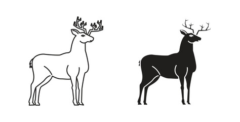 Deer icon with glyph and line. black vector icons for Web UI