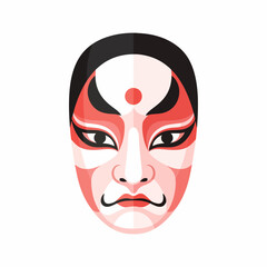 Flat Geometric Kabuki Mask Japanese Theater Performance Culture Illustration