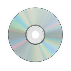 Blank compact disc or DVD reflective data side, iridescent holographic, isolated on transparent background