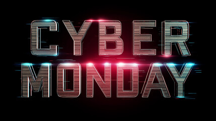 Cyber Monday sale promotion with bold text on dark background