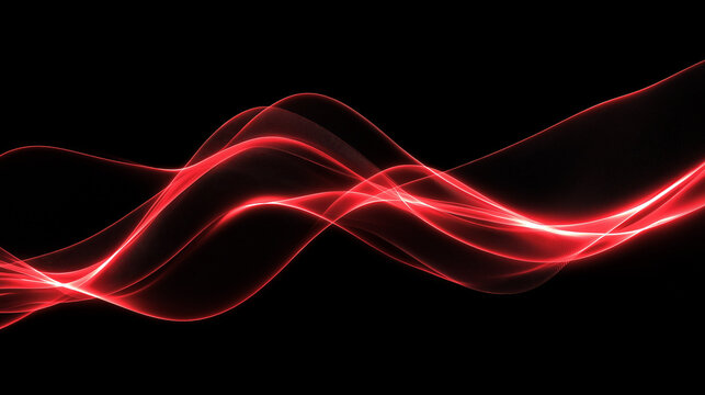 Dynamic red wave flows gracefully across black background abstract design.
