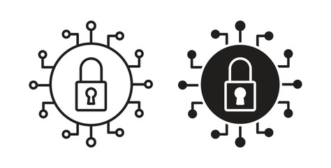 Obraz premium Cyber security icon concept set. Simple icon collection