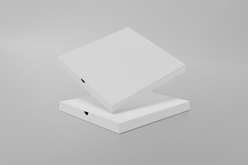 Pizza Box Packaging Mockup on grey Background. 3D rendering