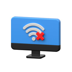 No internet or connection issue, 3d illustration of no wifi