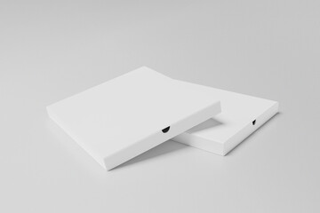 Pizza Box Packaging Mockup on grey Background. 3D rendering
