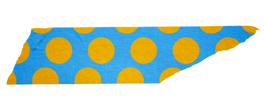 Ripped torn paper adhesive blue yellow dot pattern washi tape on transparent background