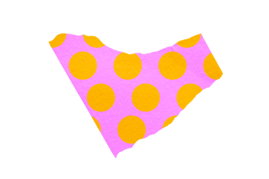 Ripped torn paper adhesive pink yellow dot pattern washi tape on transparent background - Powered by Adobe