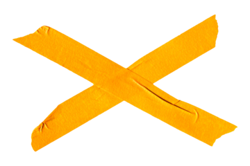 Orange adhesive sticky paper masking tape cut out design element, cross shape x