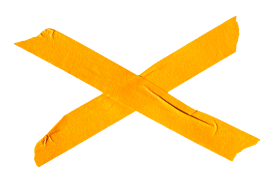 Orange adhesive sticky paper masking tape cut out design element, cross shape x