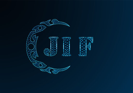 Low poly letter logo JIF design. JIF letter logo low poly vector design on blue color gradient background. JIF logo low poly design