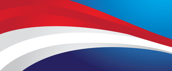 Abstract red and white waves on blue background