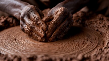 Pottery Making on Vintage Potter's Wheel
