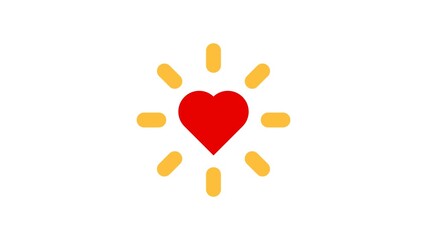 Radiant heart illustration featuring shining golden rays to represent happiness, affection, gratitude, and uplifting emotions