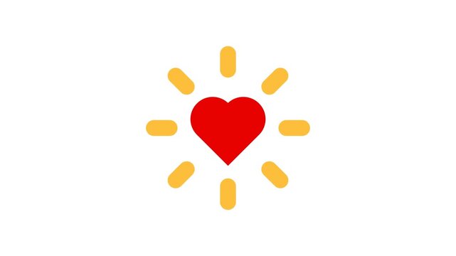 Radiant heart illustration featuring shining golden rays to represent happiness, affection, gratitude, and uplifting emotions