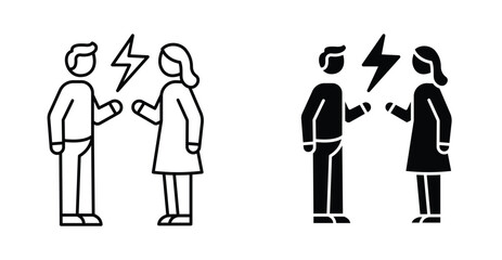 Conflict icon. Line with editable stroke and flat for Web