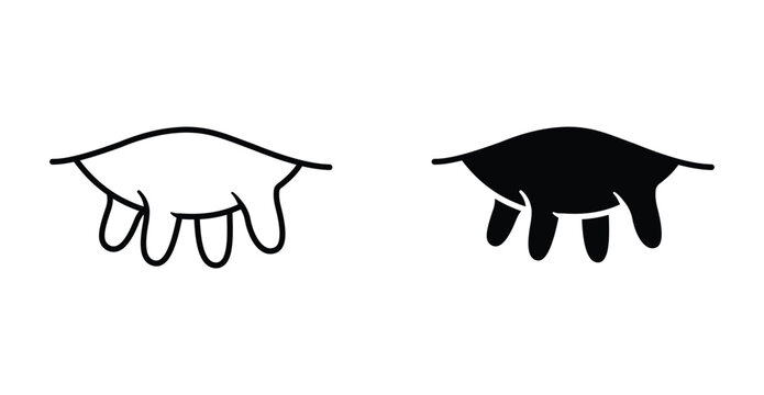 Cow Udder icon set. Cow udder vector symbol in black filled and outlined style.