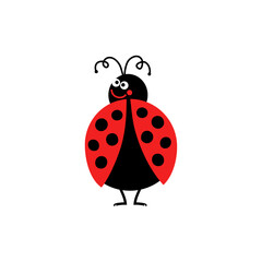 Smiling Cartoon Ladybug with Red Spots and Antennae A Playful and Whimsical Insect Illustration