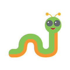 A charming cartoon caterpillar with a friendly smile and big eyes