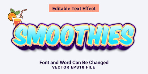 3d smoothies cartoon style text effect