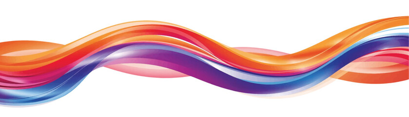 Colorful Abstract Wave Flow Vector Design on White Backdrop, Modern Artistic Style, Soft Smooth Curves, Perfect for Presentation Slides or Wallpapers