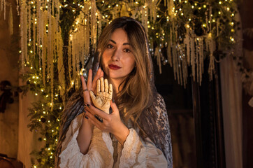 Mystical New Year Divination. Candlelit Vintage Holiday Ritual