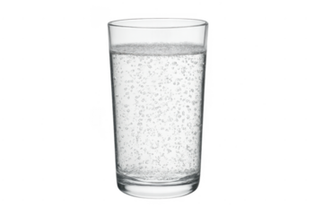 Glass of sparkling water with bubbles creating refreshment