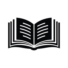 Open black book with white horizontal lines on pages on white background open book reading