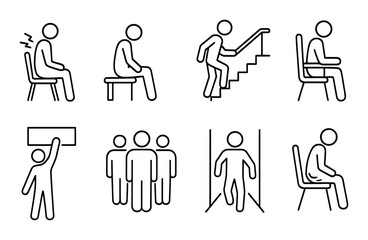 Black silhouettes: everyday actions and poses
