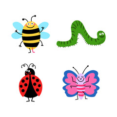 A delightful collection of playful and colorful insect characters