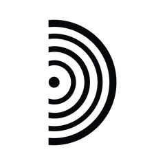 Black concentric semi circles on white background abstract graphic vector