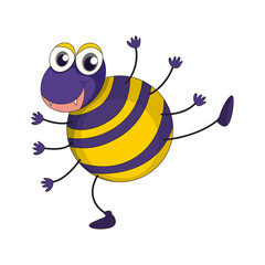 Whimsical striped insect character illustration, a playful cartoon bug design concept for children's projects