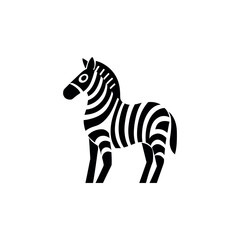 Obraz premium Standing Zebra Illustration, Animal Icon on Transparent Background, Minimalist Style
