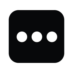 Black rounded square with three white dots vector icon three dots
