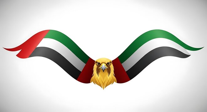 Falcon with uae flag ribbon - Powered by Adobe