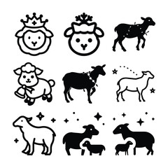 Collection of cute sheep illustrations in various poses and styles