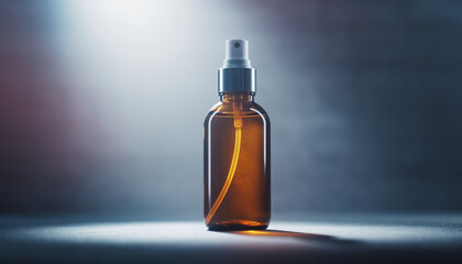 Modern Minimalist Amber Glass Spray Bottle Studio Shot Presentation