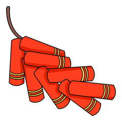 Chinese red firecrackers used in Lunar New Year to scare away evil spirits and bring good luck.