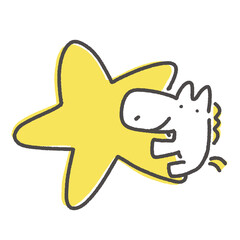 大きな星を抱きしめる白馬　夢見る　ラッキー　ハッピー