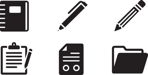 Office, document and stationery icons for business and education