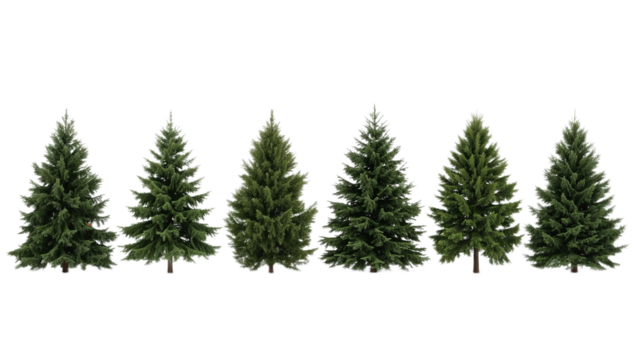 Six Realistic Evergreen Trees A Stunning Digital Illustration for Nature Lovers and Designers