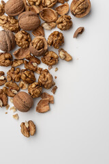 Raw Cracked Walnuts and Shells
